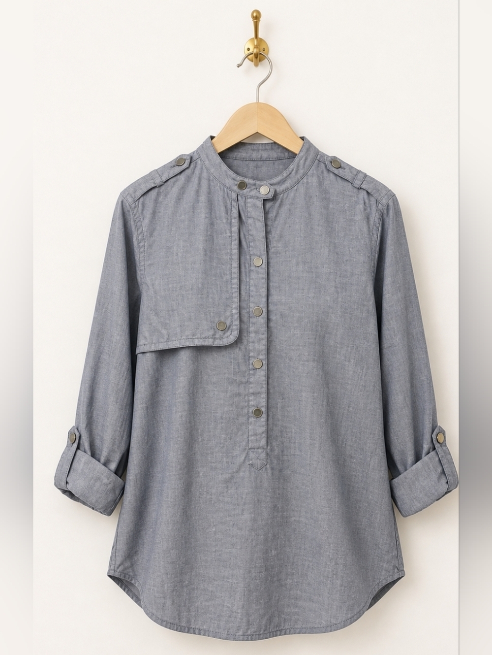 Ann Taylor Covertible Chambray Blouse Size 4